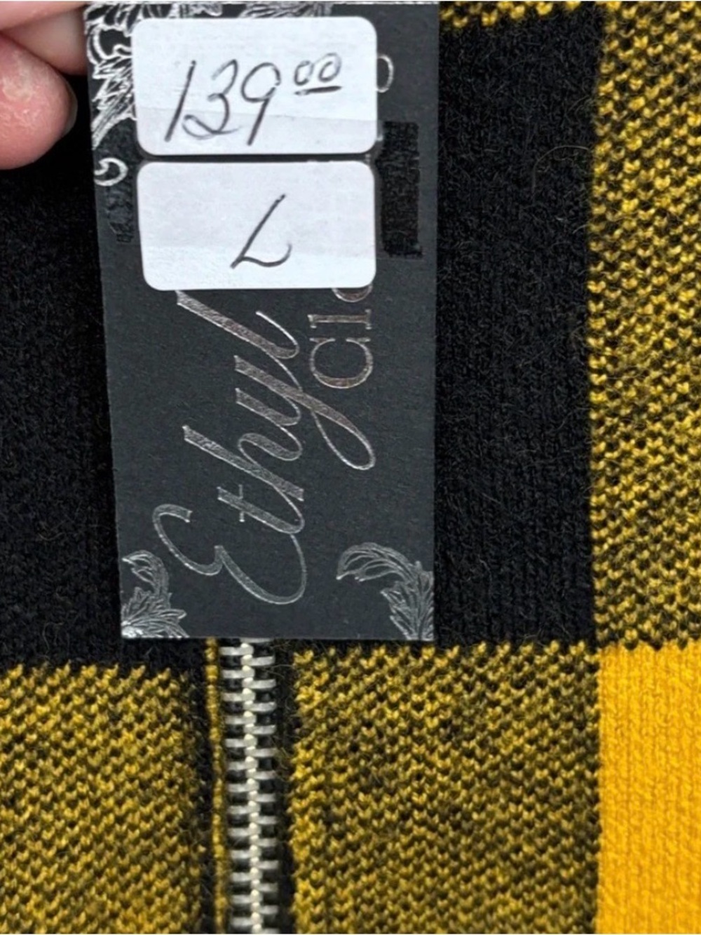 Ethyl Yellow and Black Buffalo Check Zip Vest - Picture 4 of 4
